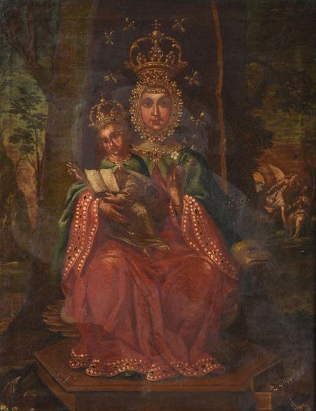 Lot 1096 - Cuzco School (18th/19th century)  Madonna and child Oil on canvas, 57cm by 44cm   See illustration