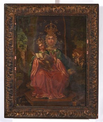 Lot 1096 - Cuzco School (18th/19th century)  Madonna and child Oil on canvas, 57cm by 44cm   See illustration