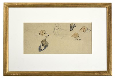 Lot 1112 - Sir George Pirie PRSA HRSW (1866-1940) Scottish Studies of Beagles Watercolour and pencil,...