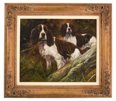 Lot 1133 - John Trickett (b.1952) The work party, Spaniels Signed, oil on canvas, 51cm by 61cm  See...