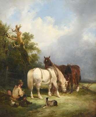 Lot 1142 - William Shayer Jnr. (1811-1892)  The Ploughman's Rest  Oil on canvas, 74.5cm by 62cm...