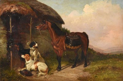 Lot 1148 - Colin Graeme Roe (fl.1858-1910) Pony carrying a pannier, with Setters and dead game in a landscape