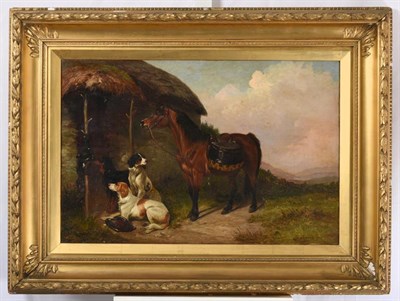 Lot 1148 - Colin Graeme Roe (fl.1858-1910) Pony carrying a pannier, with Setters and dead game in a landscape