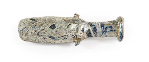Lot 1 - A Core Formed Alabastron, probably Greek, 2nd/1st century BC, with combed trailed decoration,...