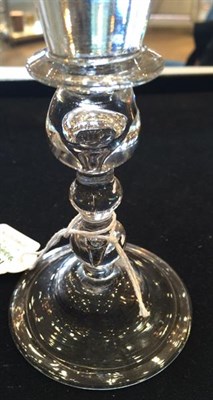 Lot 7 - A Wine Glass, circa 1720, the conical bowl with solid base and blade collar, on triple ball knopped