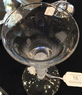 Lot 16 - A Wine Glass, circa 1750, the bell shaped bowl on a double knopped opaque twist stem, 16.5cm...
