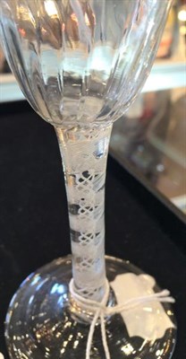Lot 19 - A Wine Glass, circa 1750, the rounded funnel bowl on a mercury twist stem, 15.5cm high; A Wine...