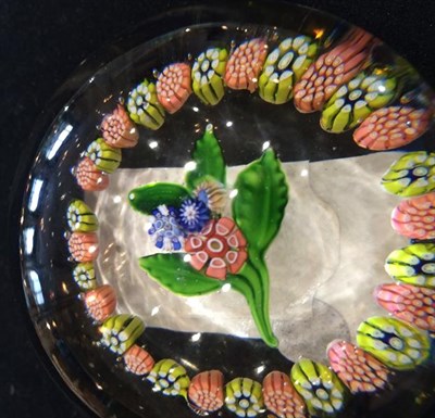Lot 29 - A St Louis Garlanded Bouquet Paperweight, circa 1850, with central nosegay within a yellow and pink
