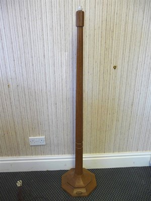 Lot 1805 - A Robert "Mouseman" Thompson Oak Standard Lamp, octagonal column and base, with carved mouse...