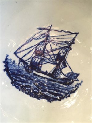 Lot 52 - A John Pennington Liverpool Porcelain Punch Bowl, circa 1790, printed in underglaze blue with a...