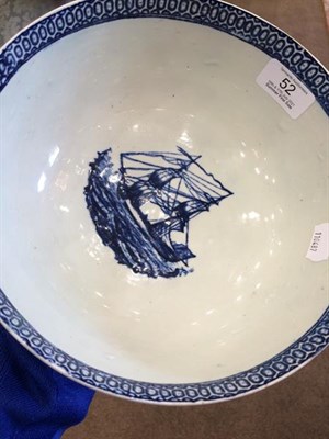 Lot 52 - A John Pennington Liverpool Porcelain Punch Bowl, circa 1790, printed in underglaze blue with a...