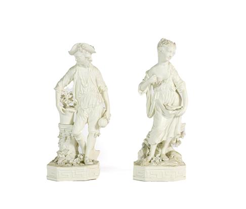 Lot 53 - A Pair of Derby Bisque Porcelain Figures of Earth and Water, circa 1775, from a set of The Elements