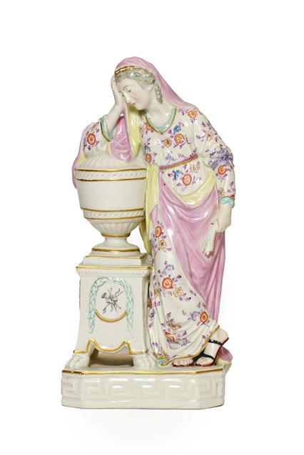 Lot 56 - A Derby Porcelain Figure of Andromache, circa 1780, beside an urn containing the ashes of...
