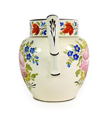 Lot 78 - A Pearlware Jug, dated 1819, of ovoid form, inscribed JOHN & SARAH YENON PEMBROKE 1819 within...