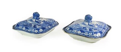 Lot 88 - A Pair of Staffordshire Pearlware Vegetable Tureens and Covers, circa 1820, of square form with...