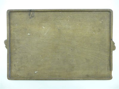 Lot 1810 - A Robert "Mouseman" Thompson Oak Rectangular Tray, carved with two mice handles, 55cm by 34cm...