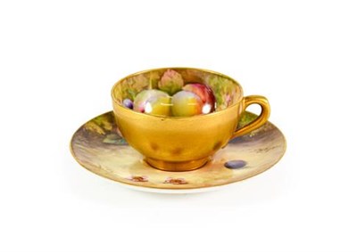 Lot 97 - A Royal Worcester Porcelain Miniature Coffee Cup and Saucer, by William Hart & Thomas Lockyer,...