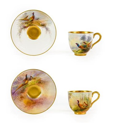 Lot 99 - A Royal Worcester Porcelain Miniature Cup and Matched Saucer, by James Sinton, 1914 and 1915,...