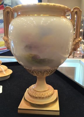 Lot 101 - A Royal Worcester Porcelain Vase and Cover, by Harry Davis, 1907, of urn shape, the scroll...