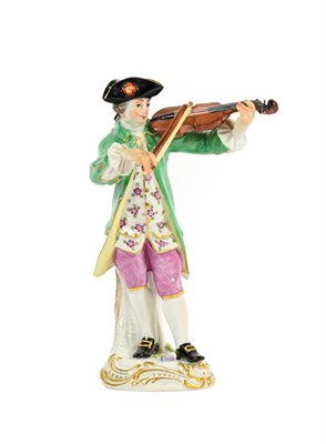 Lot 113 - A Meissen Porcelain Figure of a Violinist, 20th century, after Johann Joachim Kändler, from...