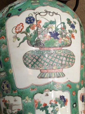 Lot 133 - A Chinese Porcelain Baluster Jar and Cover, Kangxi, painted in famille verte enamels with...