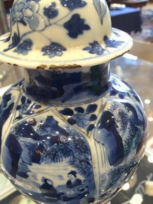 Lot 138 - A Chinese Porcelain Vase, Kangxi, of lappet moulded baluster form, painted in underglaze blue...