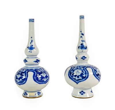 Lot 140 - A Pair of Chinese Porcelain Rose Water Sprinklers, Kangxi period, of ovoid form with knopped...