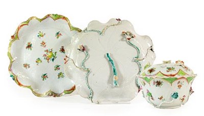 Lot 150 - A Chinese Porcelain Tureen, Cover and Two Stands, Qianlong, modelled as overlapping lotus...