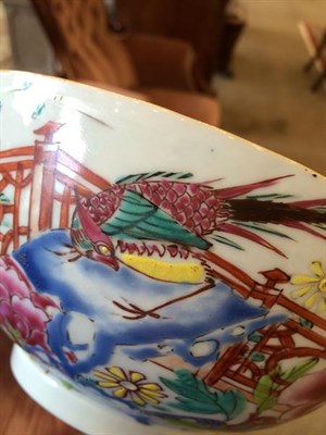 Lot 151 - A Chinese Porcelain Punch Bowl, Qianlong, painted in famille rose enamels with dignitaries in...