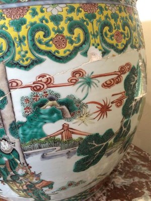 Lot 162 - A Chinese Porcelain Fish Bowl, late 19th century, painted in famille verte enamels with figures...