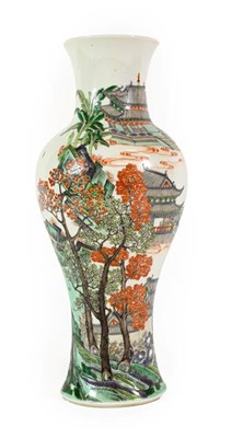 Lot 163 - A Chinese Porcelain Vase, late 19th century, of baluster form with flared neck, painted in...