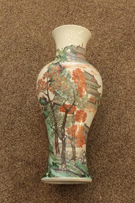Lot 163 - A Chinese Porcelain Vase, late 19th century, of baluster form with flared neck, painted in...