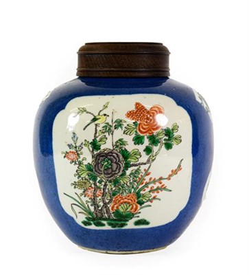 Lot 164 - A Chinese Porcelain Ginger Jar, 19th century, painted in famille verte enamels with birds...