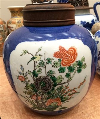 Lot 164 - A Chinese Porcelain Ginger Jar, 19th century, painted in famille verte enamels with birds...