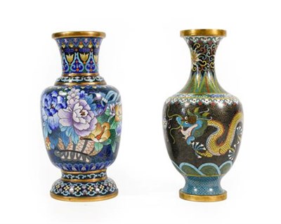 Lot 186 - A Japanese Cloisonné Enamel Vase, Meiji period, of baluster form with flared neck, decorated...
