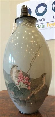 Lot 191 - A Japanese Cloisonne Enamel Vase, Meiji period, of baluster form, decorated with quail in landscape