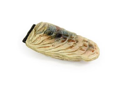 Lot 200 - A Japanese Ivory Okimono, Meiji/Taisho period, naturalistically carved and stained as a mussel with