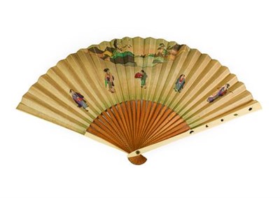 Lot 216 - A Japanese Ivory and Shibayama Fan, Meiji period, the guards decorated with insects, the paper leaf