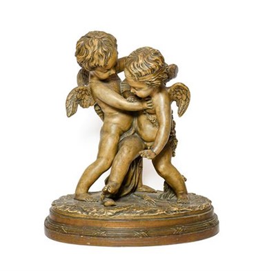 Lot 230 - After Etienne Maurice Falconet (1716-1791: A Terracotta Bacchic Group, of two putti in an...