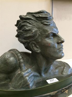 Lot 237 - French School (early 20th century): A Bronzed Terracotta Bust of a Youth, with a rope over his...
