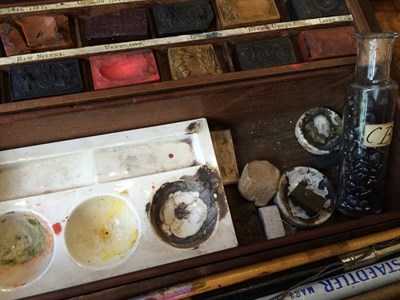 Lot 250 - A Rosewood and Crossbanded Artist's Paint Box, mid 19th century, of rectangular form, the...