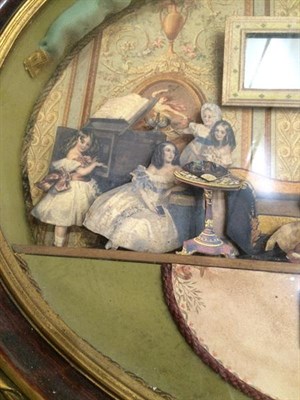 Lot 252 - A French Printed Card Diorama, mid 19th century, depicting children and a dog in a drawing room...