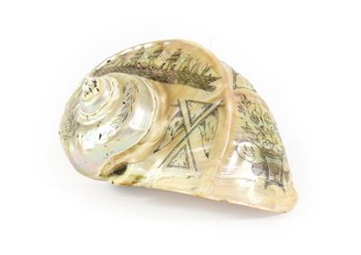 Lot 255 - An SS Great Eastern/Leviathan Commemorative Nautilus Shell, circa 1855, engraved with a portrait of
