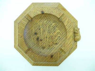 Lot 1828 - A Robert "Mouseman" Thompson Oak Octagonal Ashtray, with carved mouse signature, 19cm (one of...