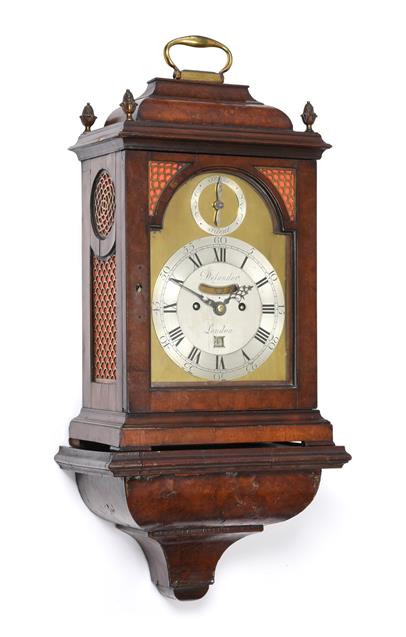 Lot 287 - A Walnut Veneered Striking Bracket Clock, signed Delander, London, circa 1750, inverted bell...