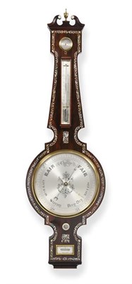 Lot 293 - A Victorian Rosewood and Mother Of Pearl Inlaid 12-inch Dial Wheel Barometer, signed G.Edwards...