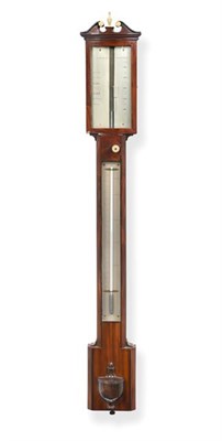 Lot 294 - A Mahogany Stick Barometer, signed R.Harper, Liverpool, circa 1840, swan neck pediment,...