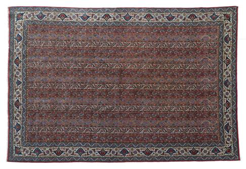 Lot 311 - Ghom Carpet Central Iran, circa 1930 The field comprised of narrow polychrome bands of tendrils and
