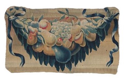 Lot 318 - A 17th Century Flemish Tapestry Fragment, worked in wool and silk depicting a leafy swag with...