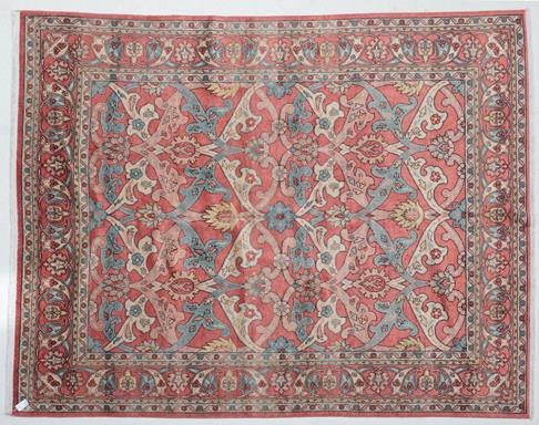 Lot 323 - Tabriz Carpet Iranian Azerbaijan, modern The terracotta lattice field of scrolling leafy vines...
